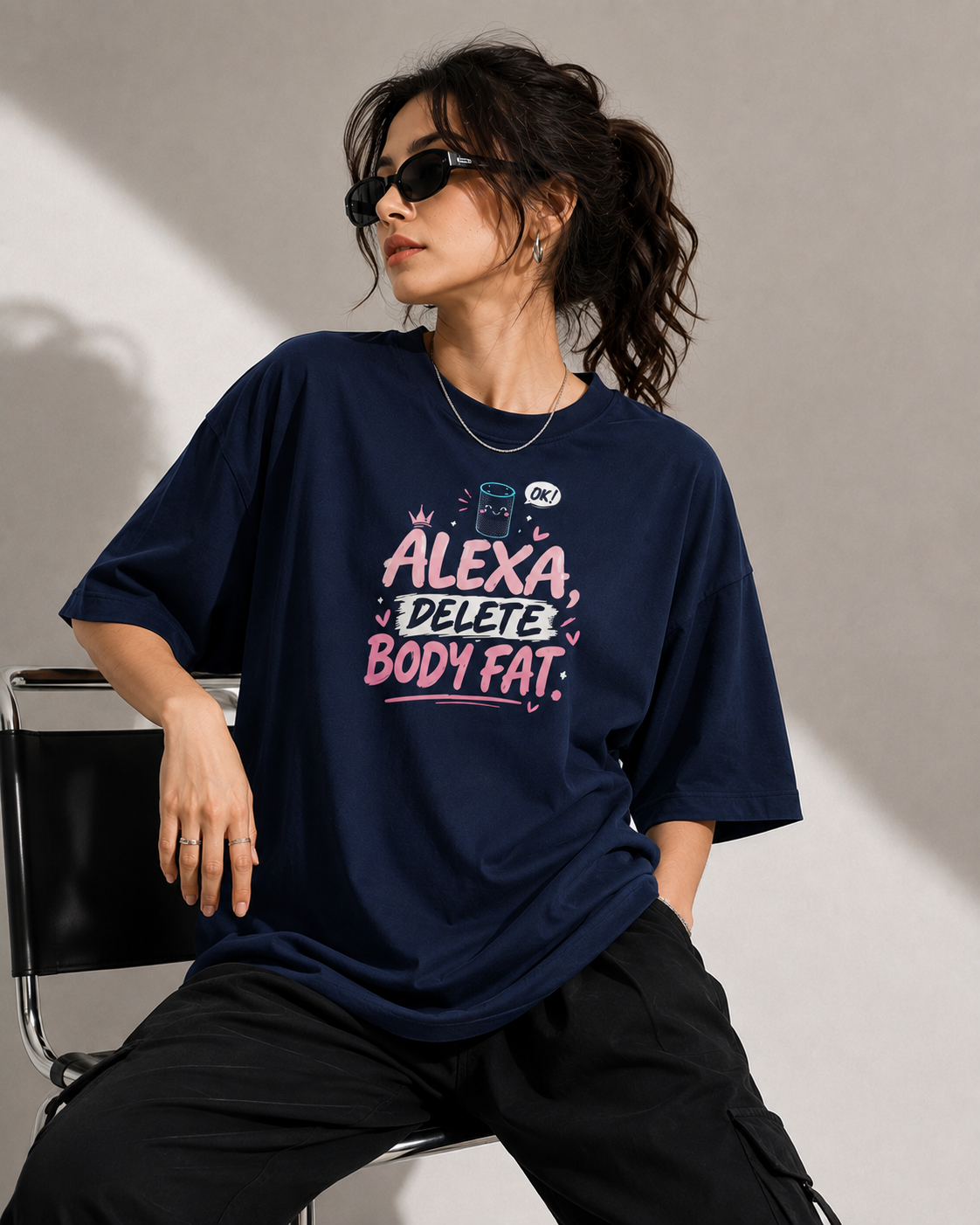 Alexa Delete Body Fat Oversized Graphic T-Shirt