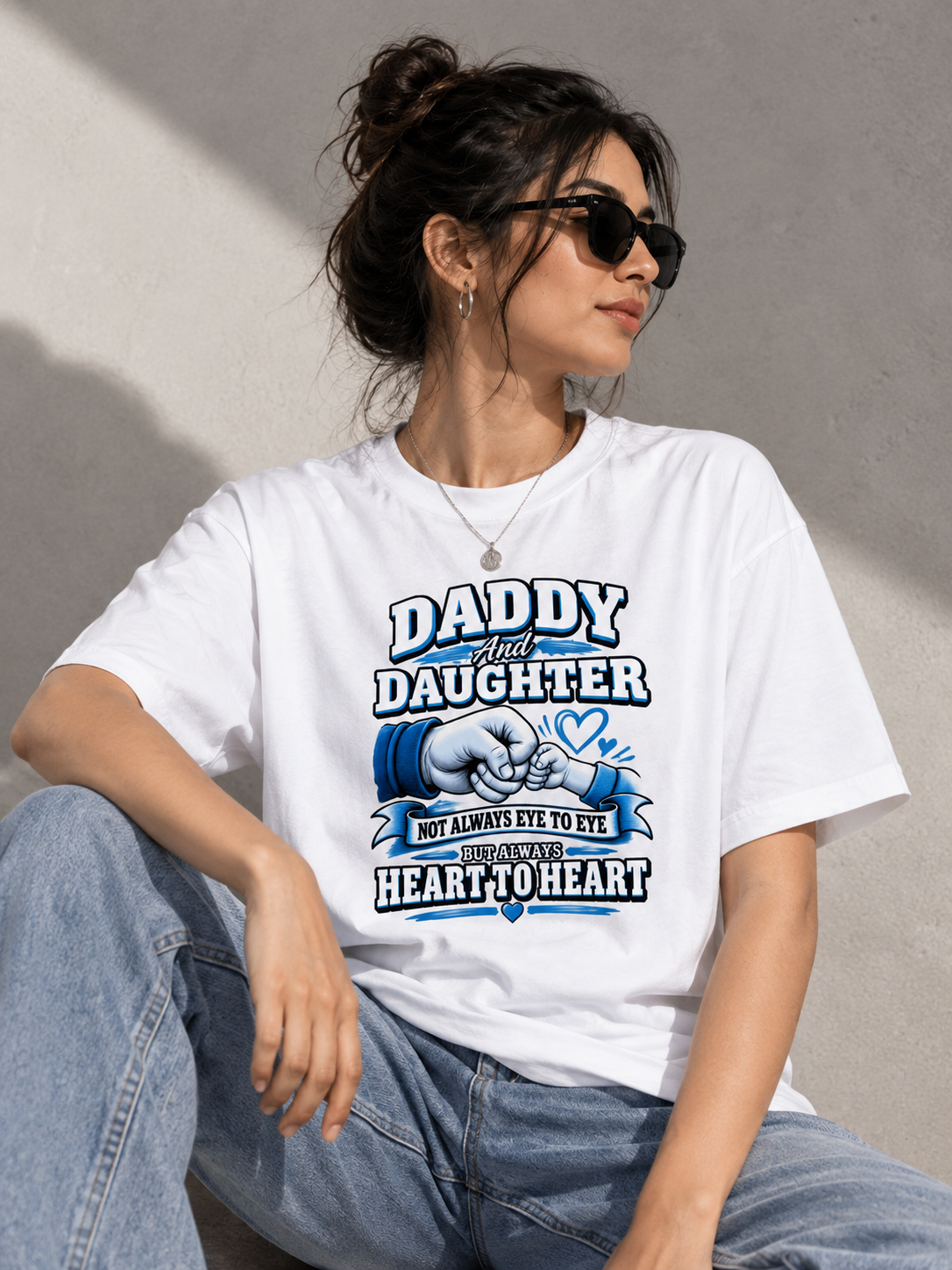 Daddy & Daughter Heart to Heart Graphic T-Shirt