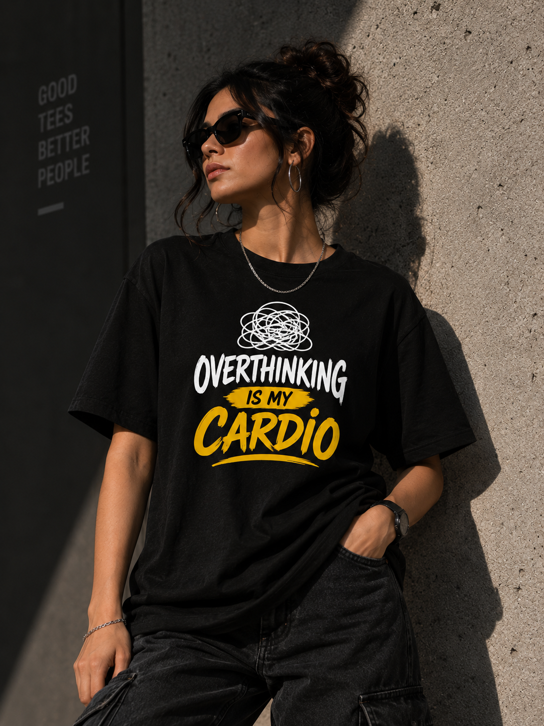 Overthinking Is My Cardio Oversized Graphic T-Shirt