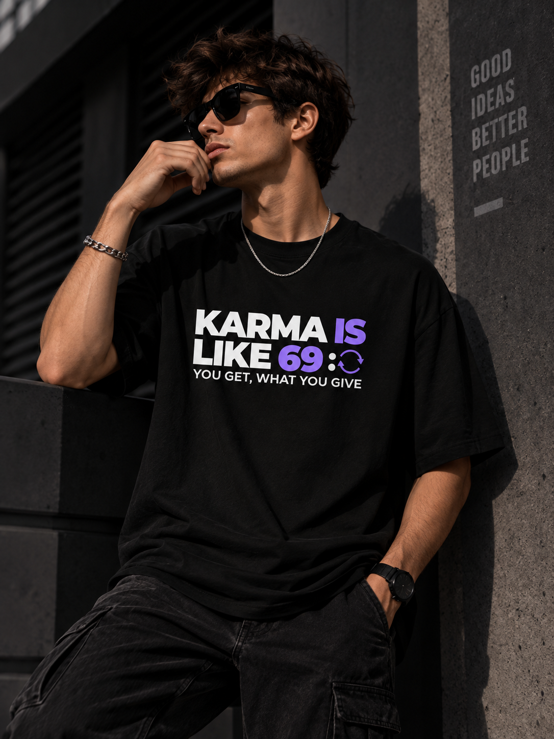 Karma Is Like 69 Oversized Graphic T-Shirt