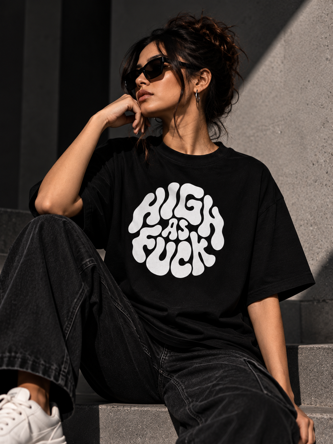 High As Fuck Oversized Graphic T-Shirt