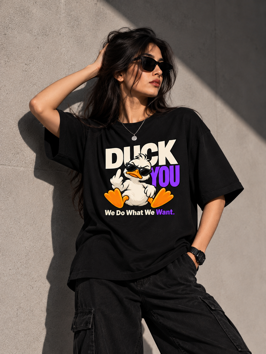 Duck You – We Do What We Want Oversized Graphic T-Shirt