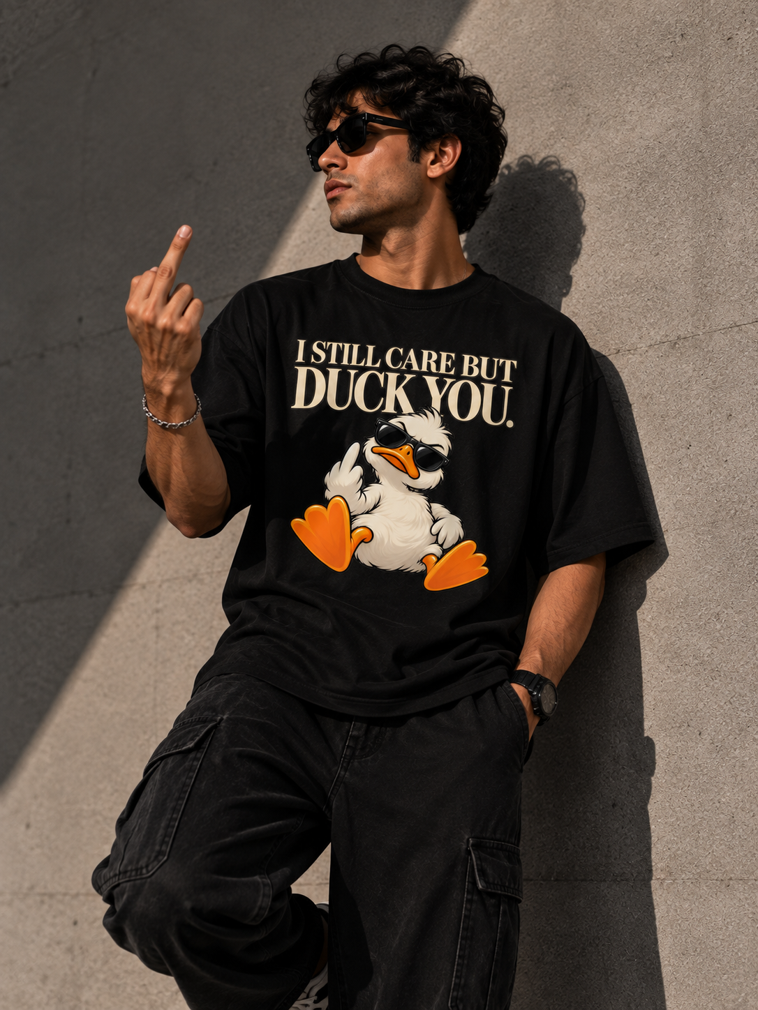 I Still Care But Duck You Oversized Graphic T-Shirt