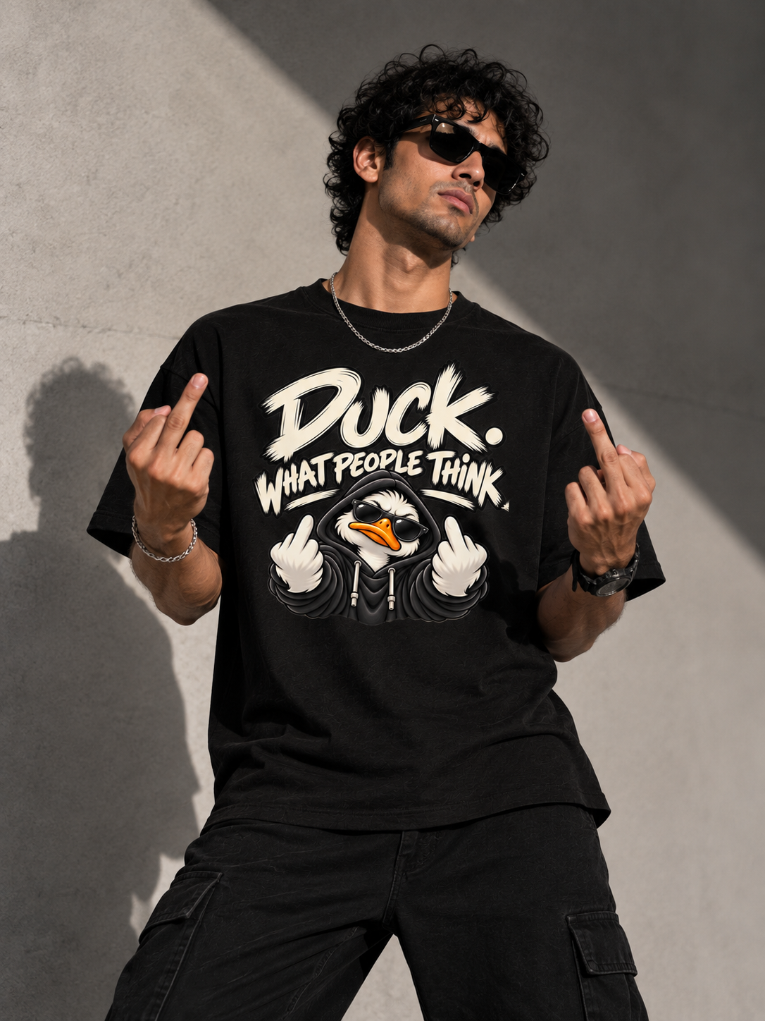 Duck What People Think Oversized Graphic T-Shirt