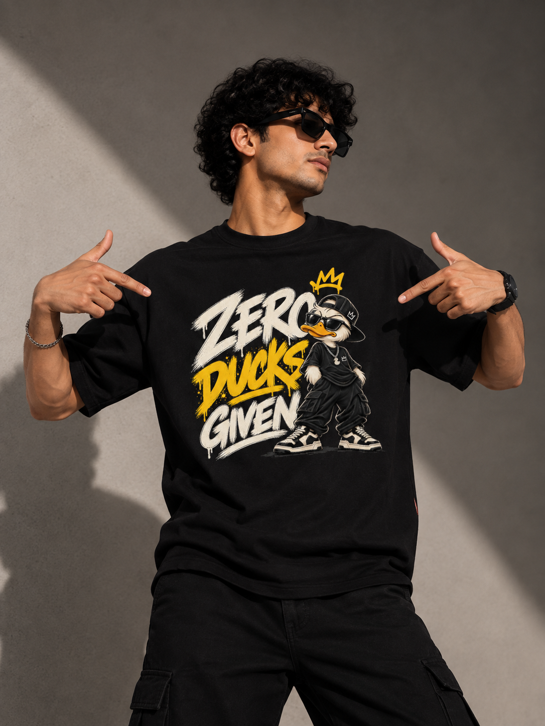 Zero Ducks Given Oversized Graphic T-Shirt