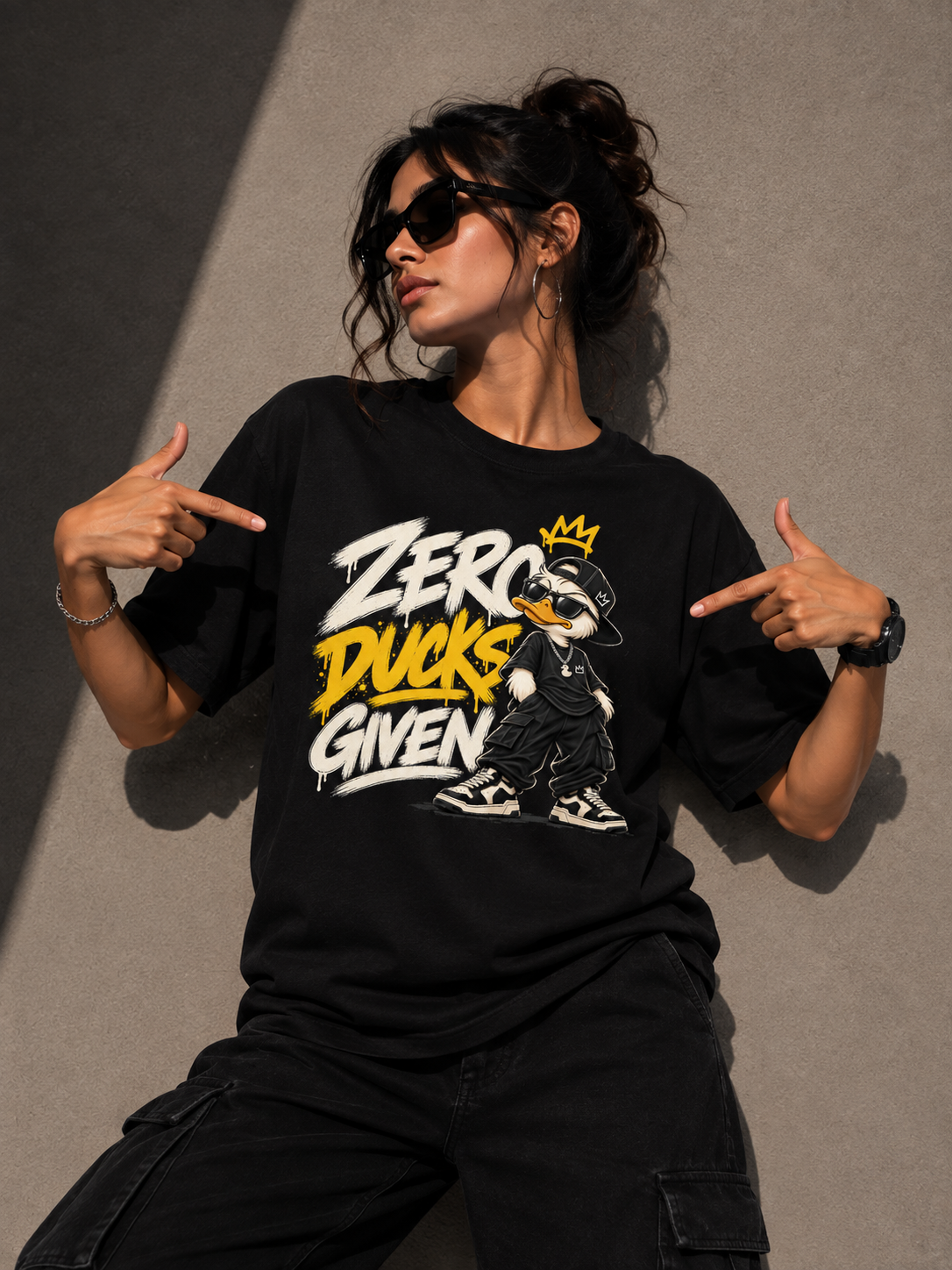Zero Ducks Given Oversized Graphic T-Shirt