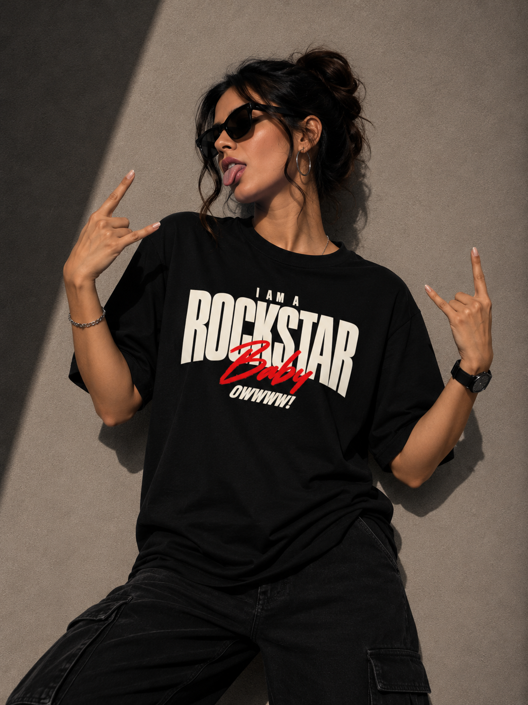 I Am A Rockstar Baby Oversized Graphic T-Shirt