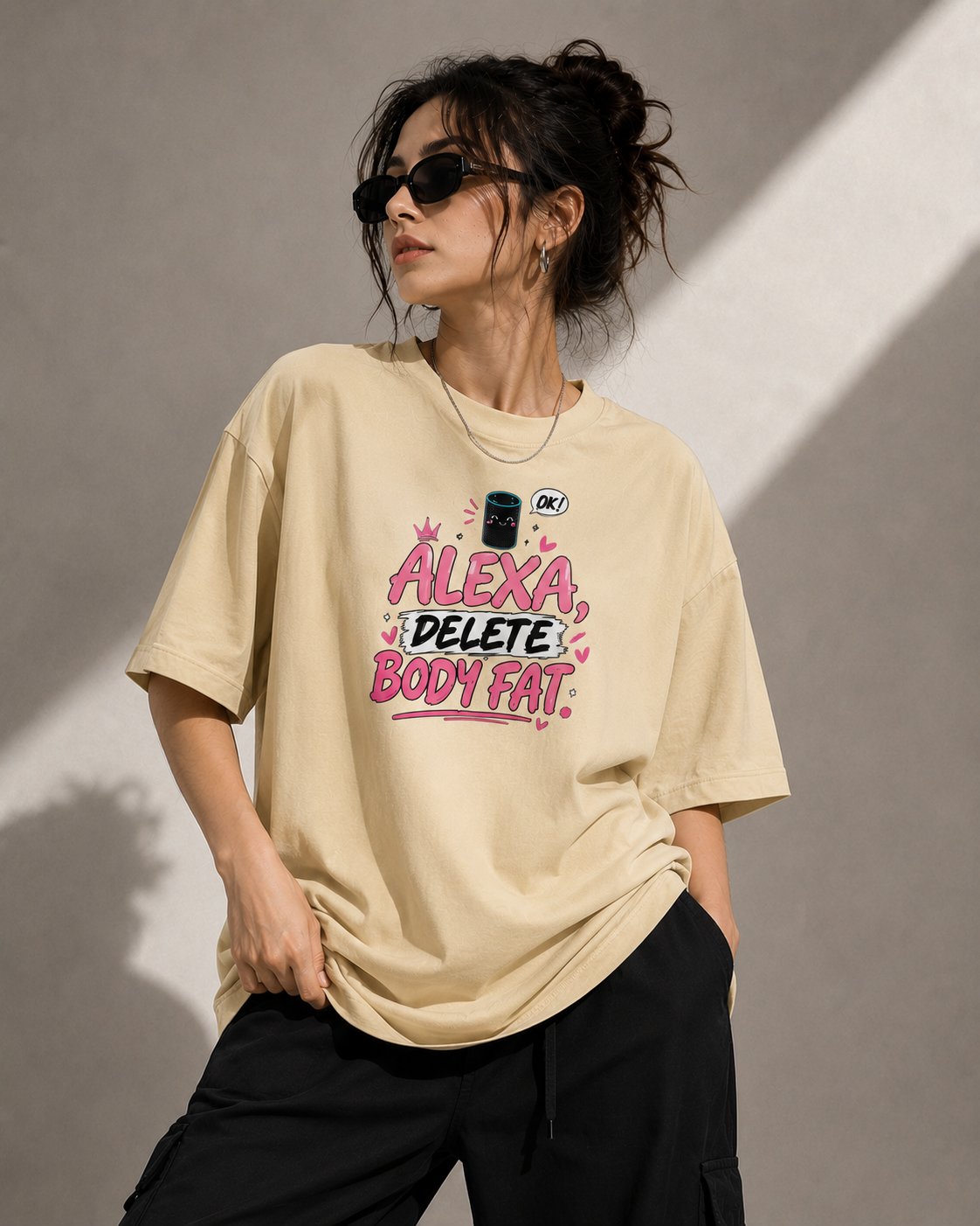 Alexa Delete Body Fat Oversized Graphic T-Shirt