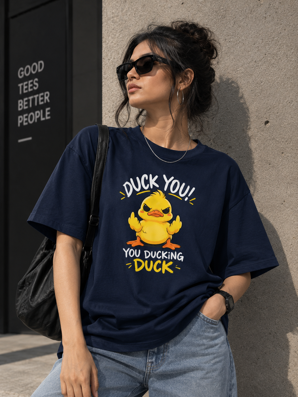 Duck You! You Ducking Duck Oversized Graphic T-Shirt
