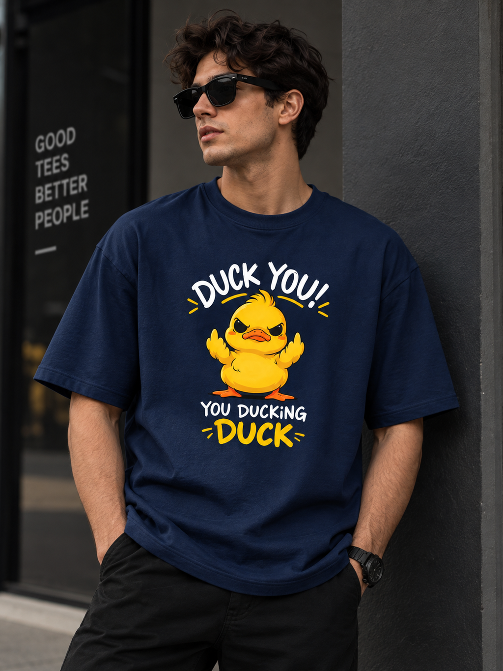 Duck You! You Ducking Duck Oversized Graphic T-Shirt