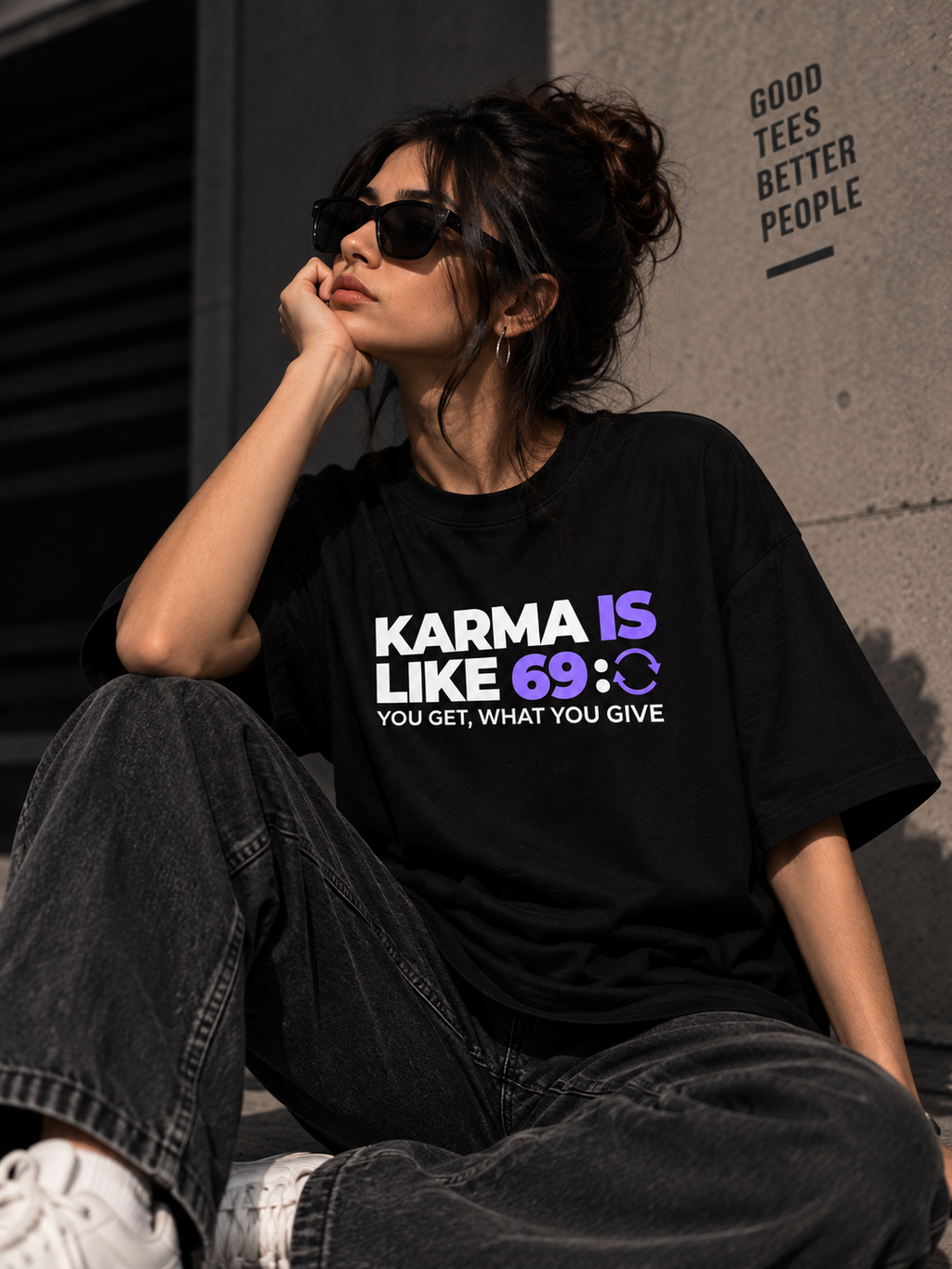 Karma Is Like 69 Oversized Graphic T-Shirt