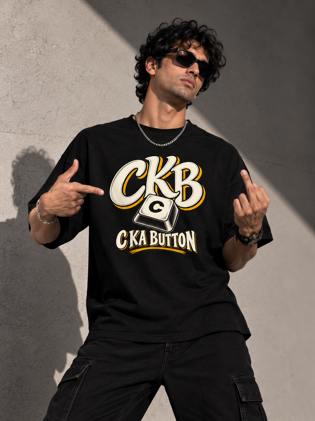 CKB – C Ka Button Oversized Graphic T-Shirt